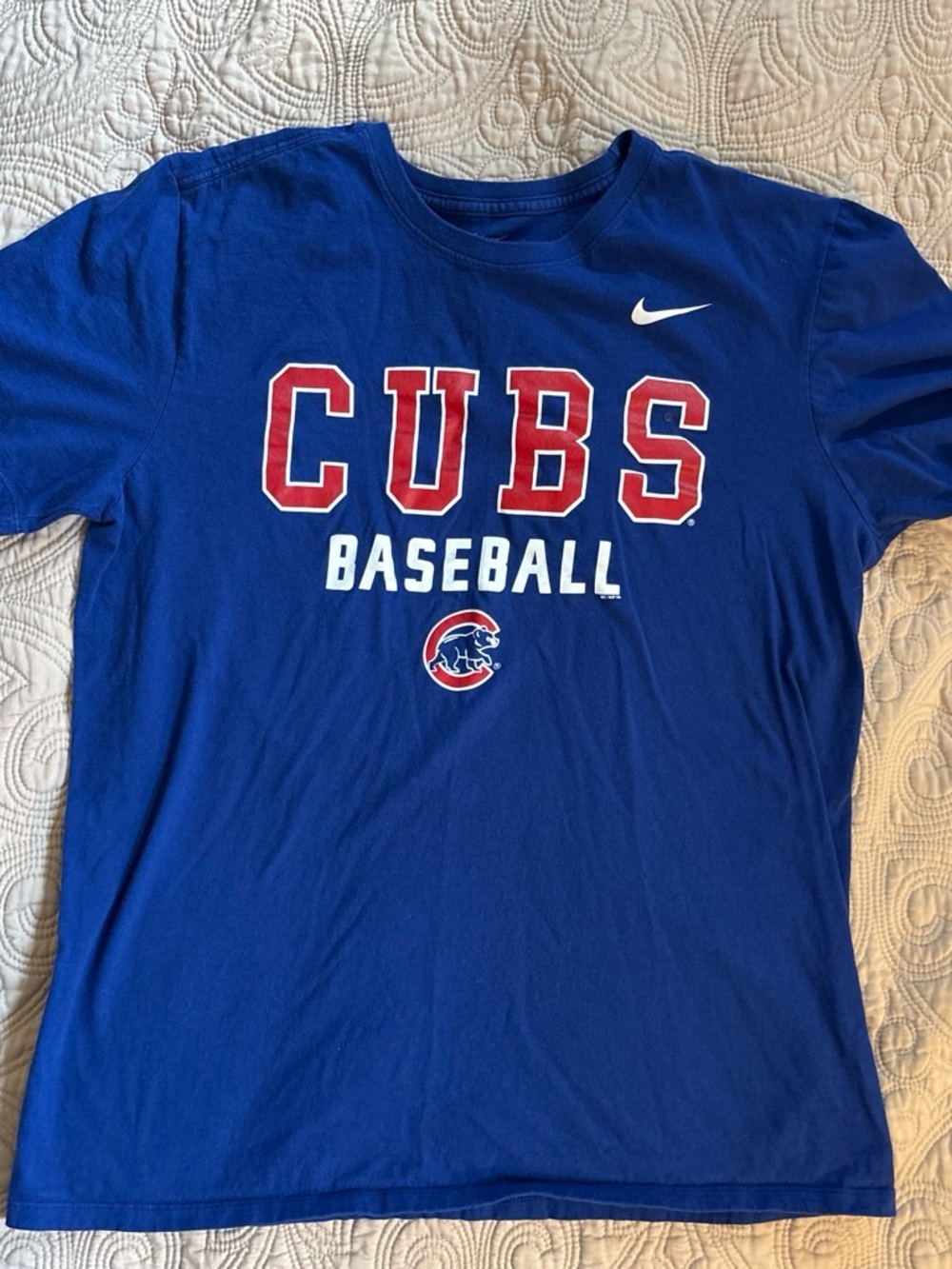 Nike Royal Blue CUBS Baseball Tee with Red & White Graphics